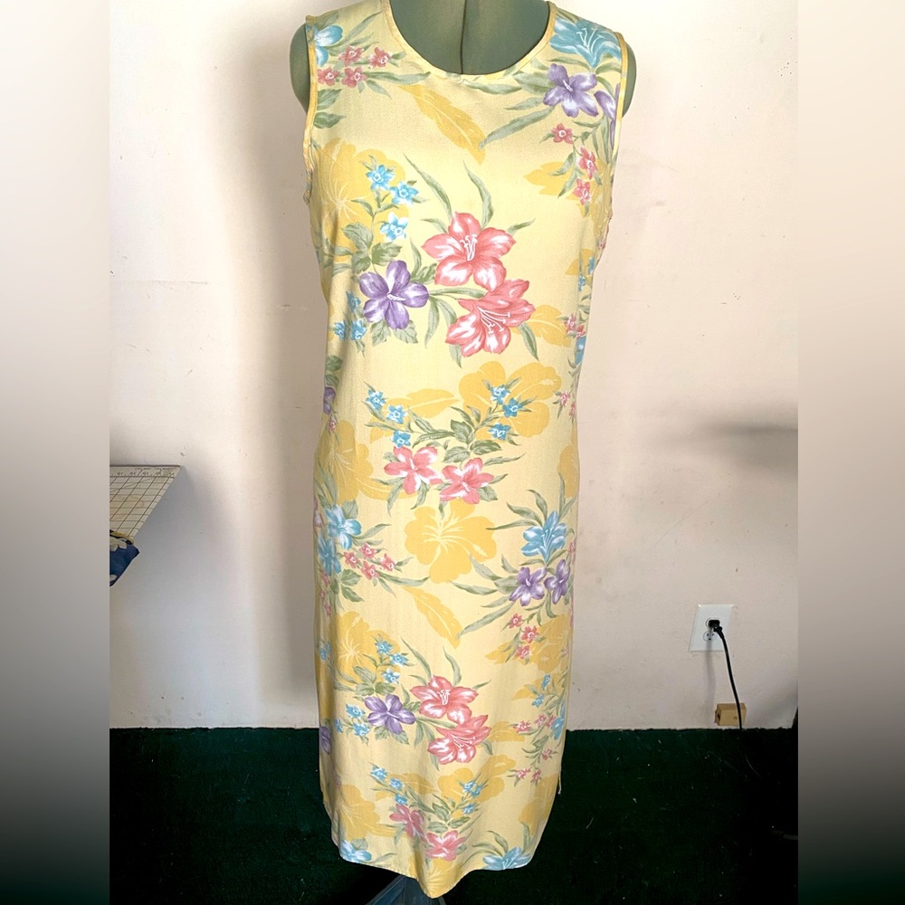 Yellow Floral Print Maxi Dress - Size L